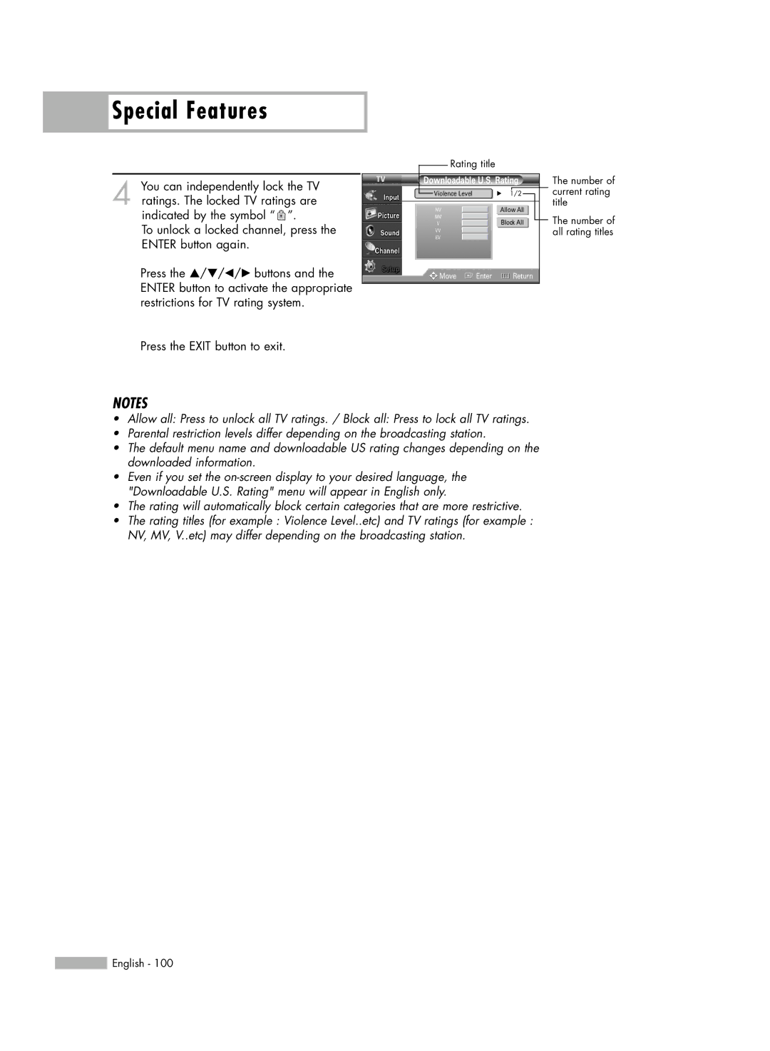 Samsung HL-S4676S manual Rating title 