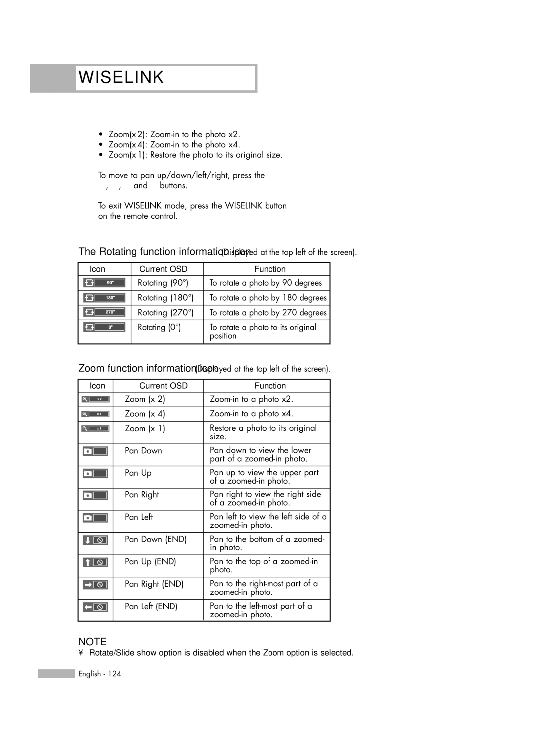 Samsung HL-S4676S manual Rotating To rotate a photo by 90 degrees 