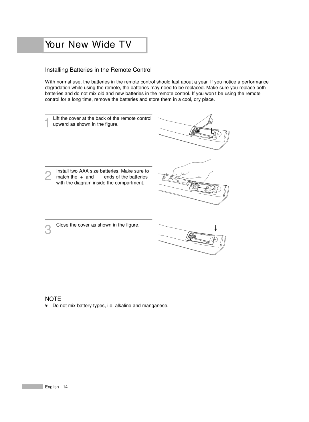 Samsung HL-S4676S manual Installing Batteries in the Remote Control 