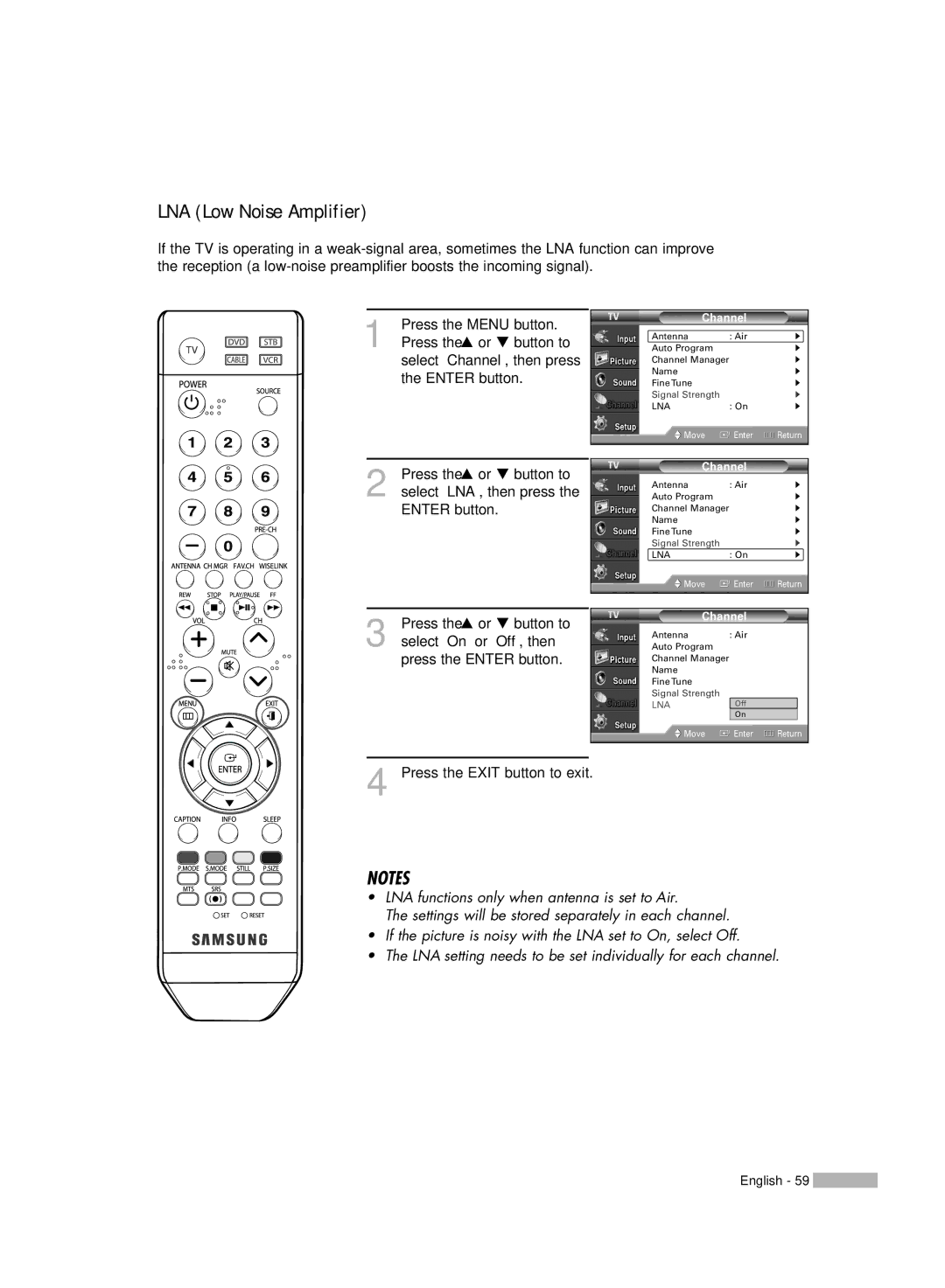 Samsung HL-S4676S manual LNA Low Noise Amplifier 