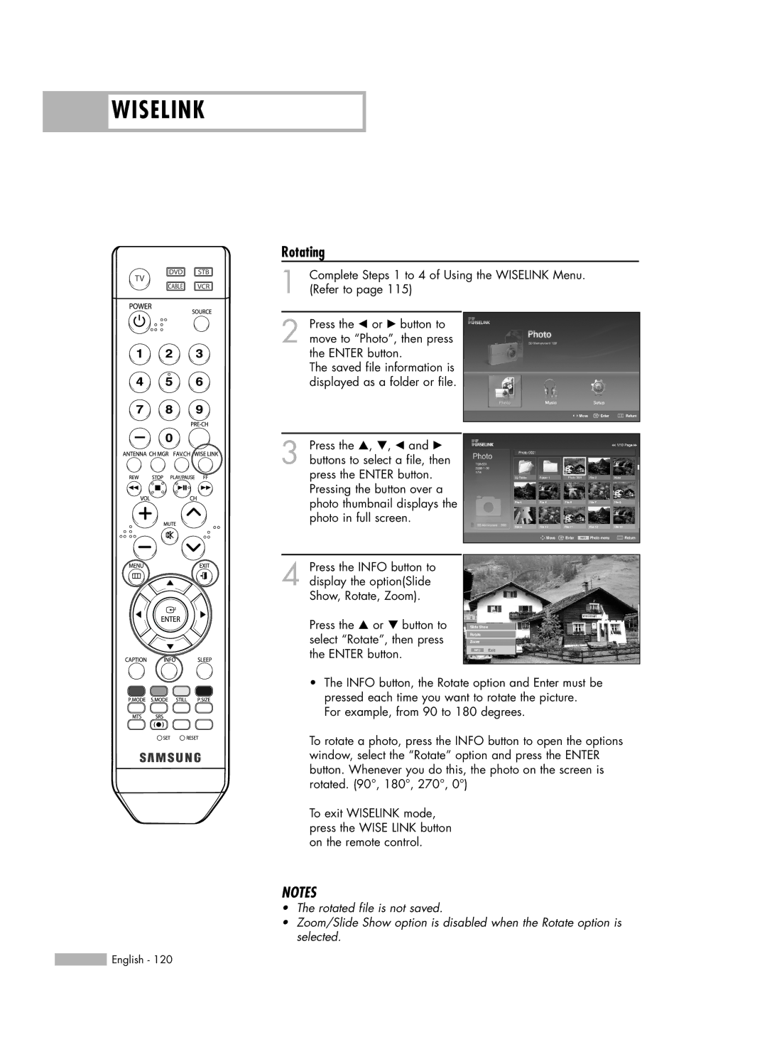 Samsung HL-S5086W manual Rotating 