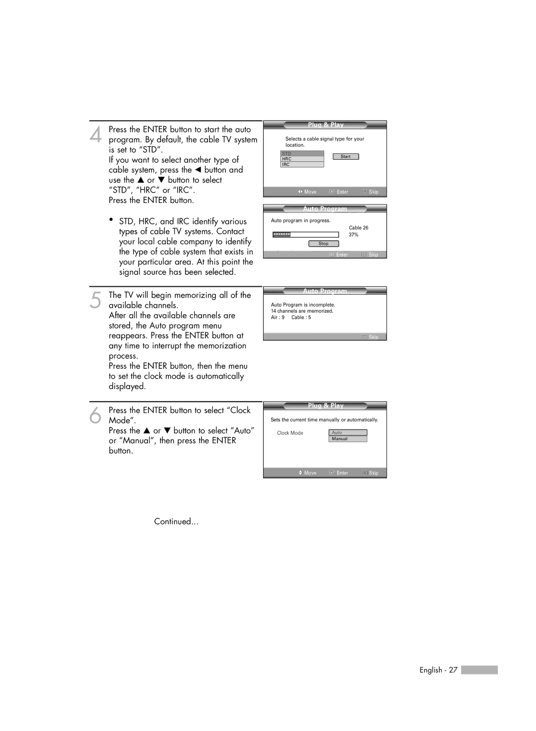 Samsung HL-S5086W manual Auto Program 