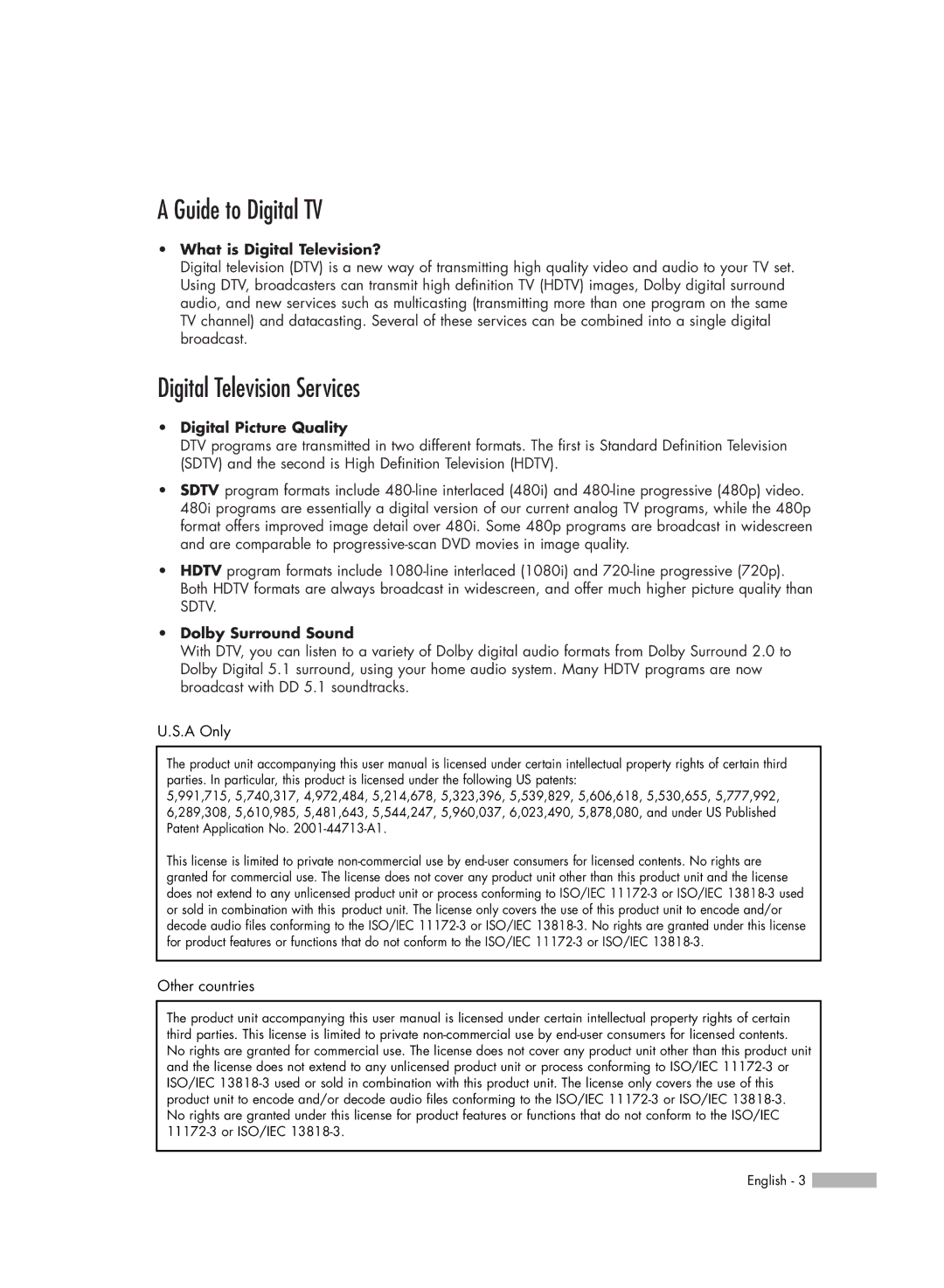 Samsung HL-S5679W Guide to Digital TV, Digital Television Services, What is Digital Television?, Digital Picture Quality 