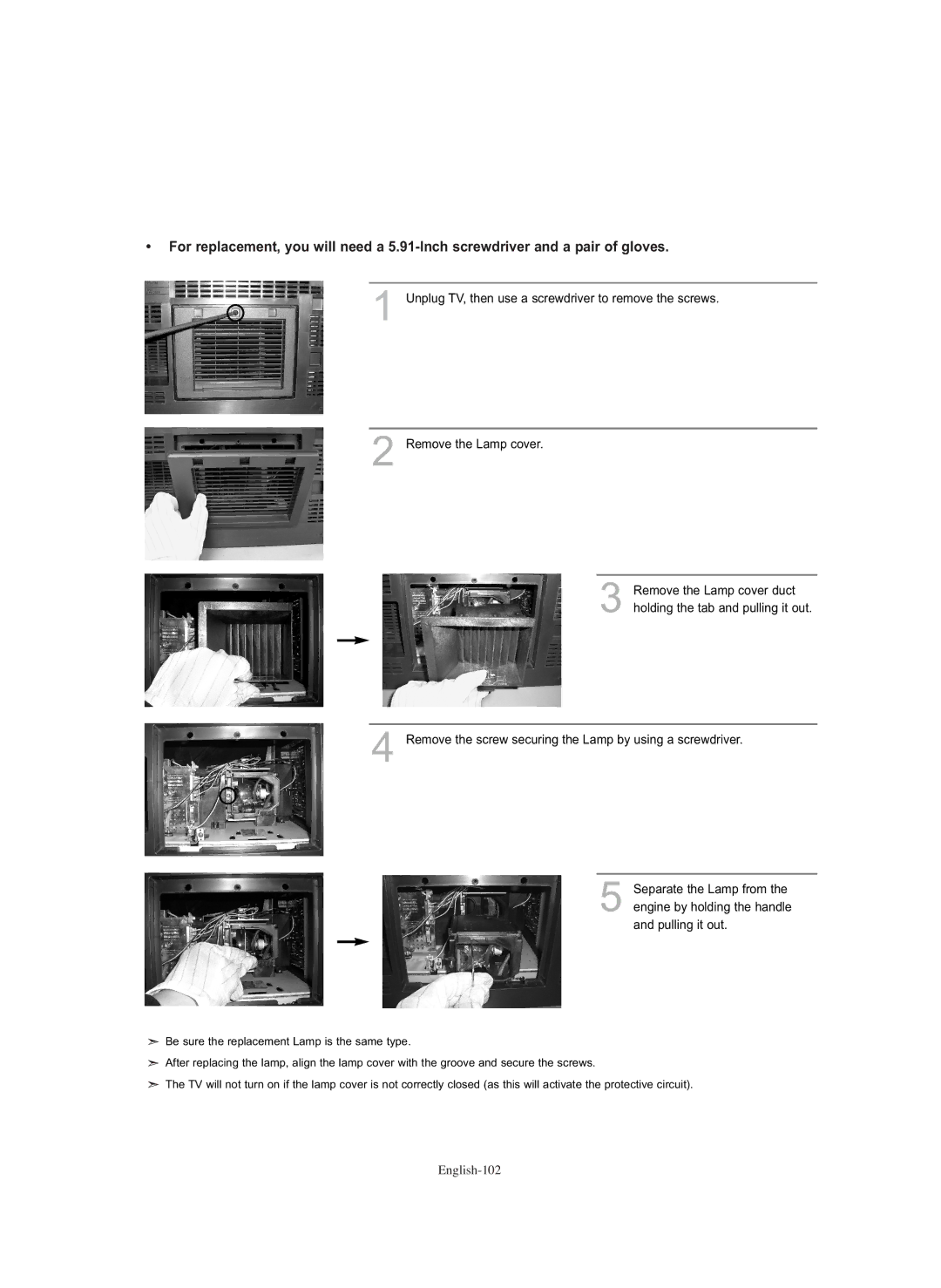 Samsung HL-S5686C manual English-102 