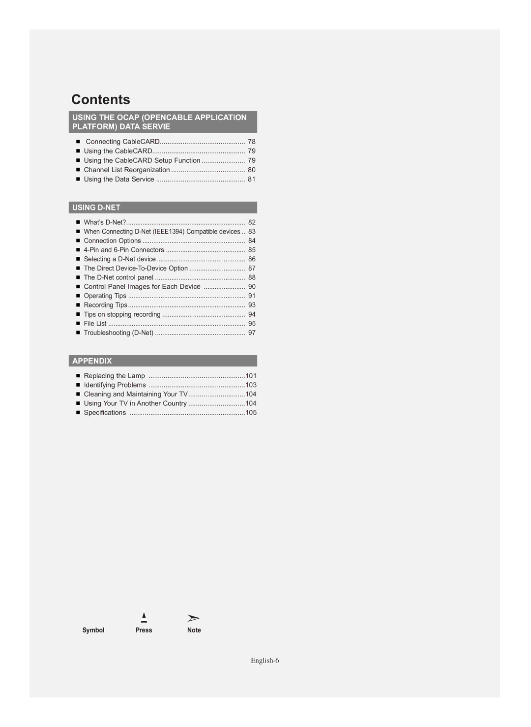 Samsung HL-S5686C manual Using the Ocap Opencable Application Platform Data Servie 