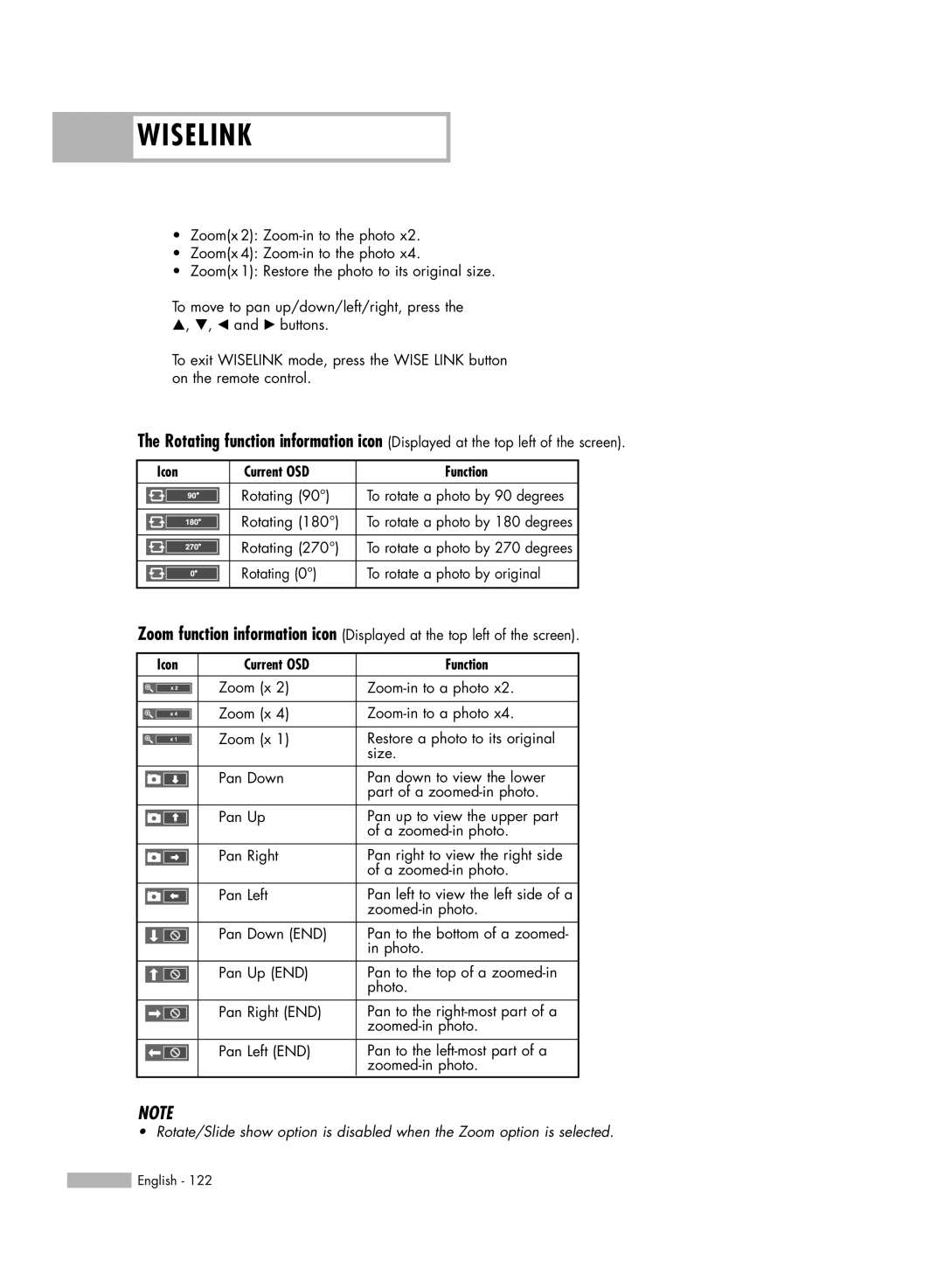 Samsung HL-S4666W, HL-S6166W, HL-S5066W, HL-S5666W manual Rotating To rotate a photo by 90 degrees 