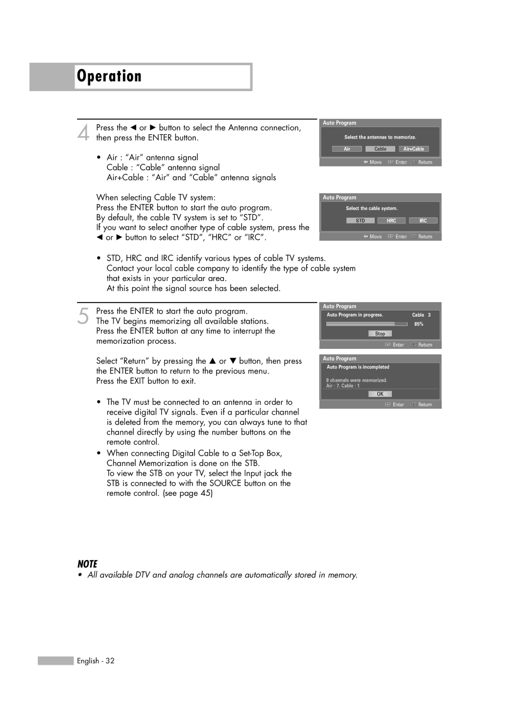 Samsung HL-S6187W, HL-S5687W manual Auto Program 