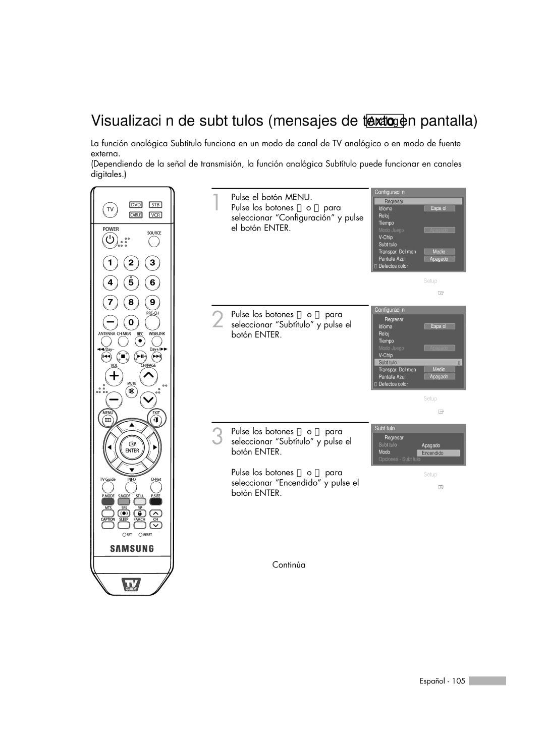 Samsung HL-S6188W, HL-S7178W, HL-S5688W, SP-71L8UH, HL-S5088W manual Visualización de subtítulos mensajes de texto en pantalla 