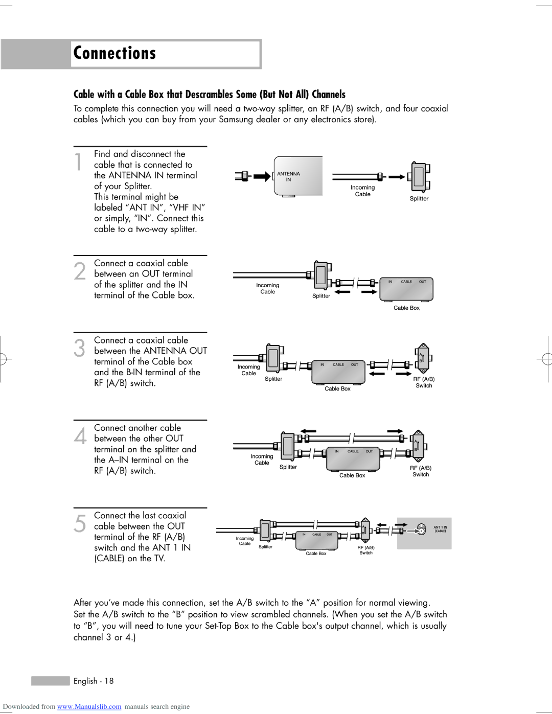 Samsung HL-S5065W, HL-S6765W, HL-S6165W, HL-S5665W, HL-S5055W manual Connections 