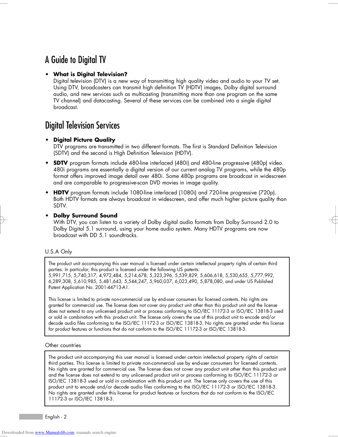 Samsung HL-S5665W Guide to Digital TV, Digital Television Services, What is Digital Television?, Digital Picture Quality 