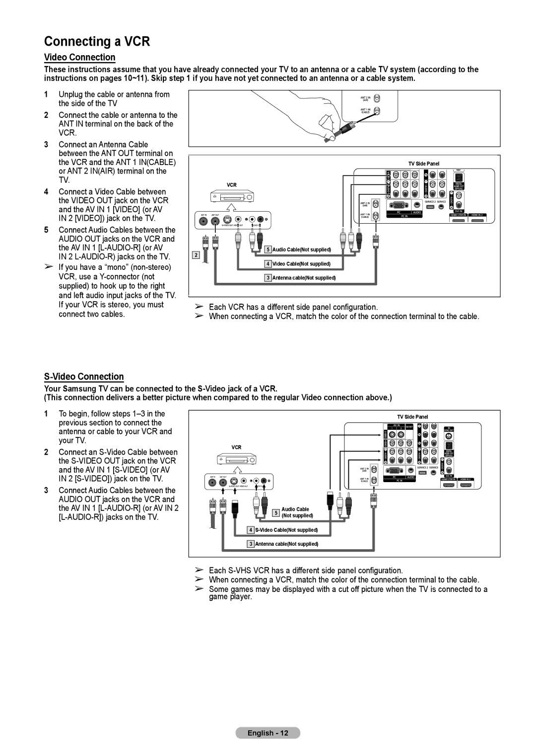 Samsung HL-T5075S, HL-T5675S manual Connecting a VCR, Video Connection, To begin, follow steps 1-3, AUDIO-R jacks on the TV 