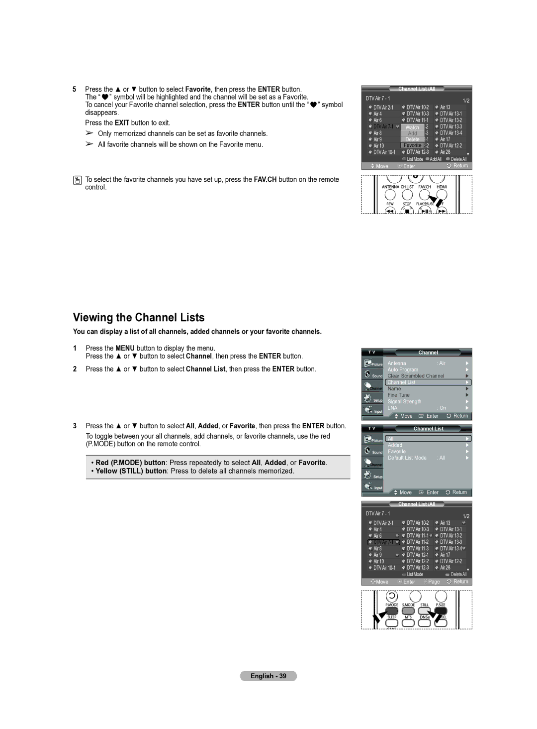 Samsung HL-T5655W manual Viewing the Channel Lists 