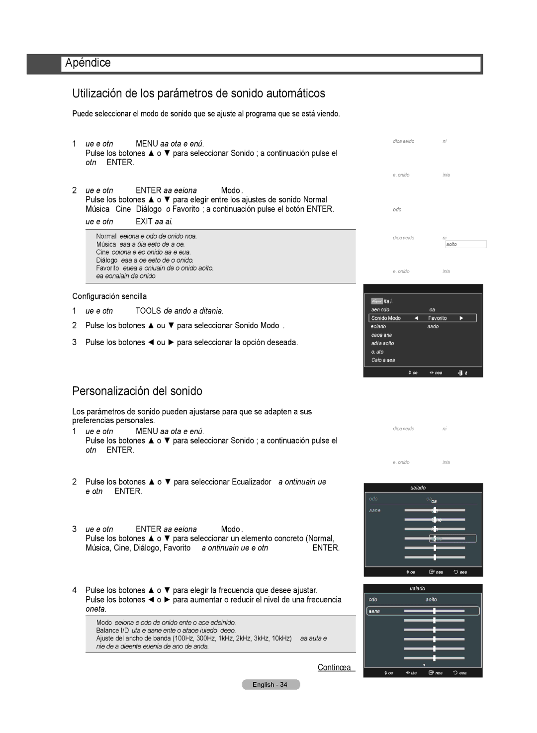 Samsung HL72A650C1F user manual Personalización del sonido, Configuración sencilla, Modo Favorito, Ecualizador 