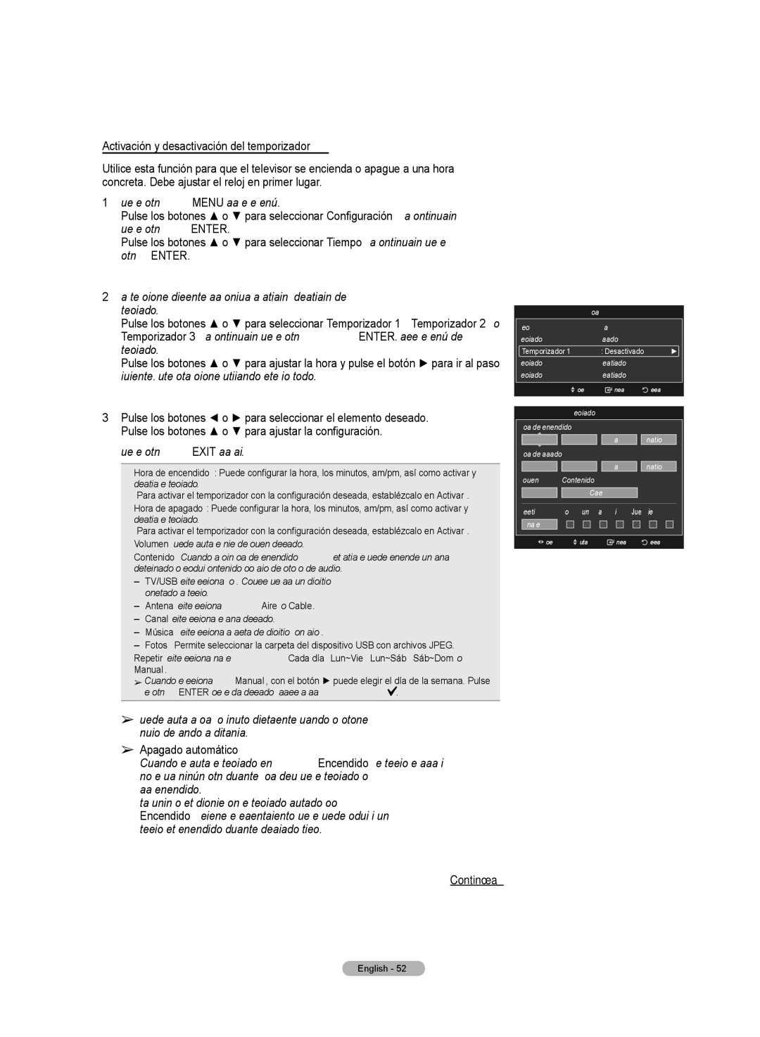 Samsung HL72A650C1F user manual Apagado automático, Hora Reloj 1200 am Temporizador Apagado Desactivado 