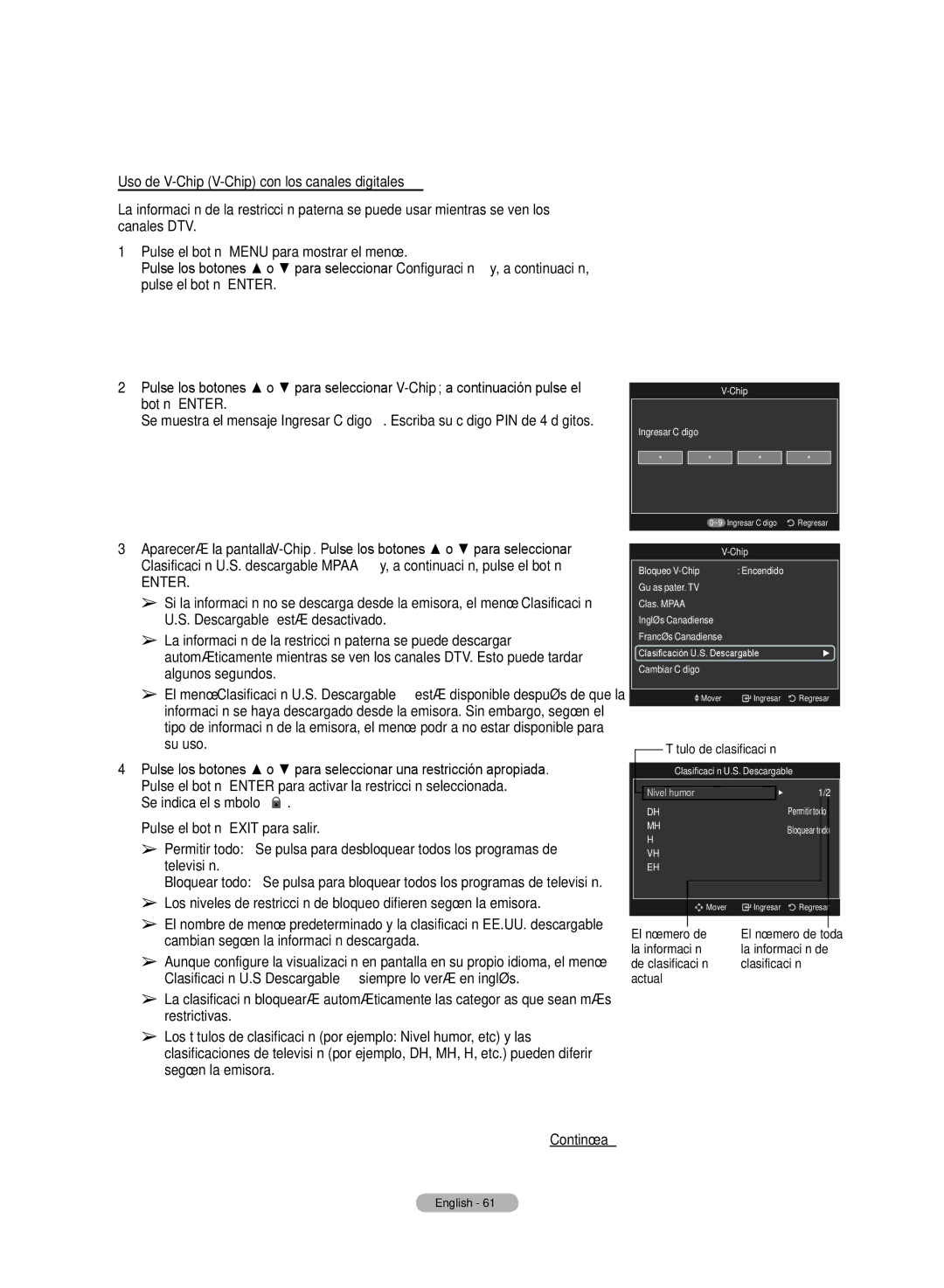 Samsung HL72A650C1F user manual La información 