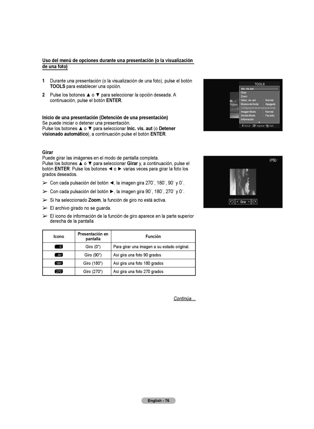 Samsung HL72A650C1F user manual Girar 