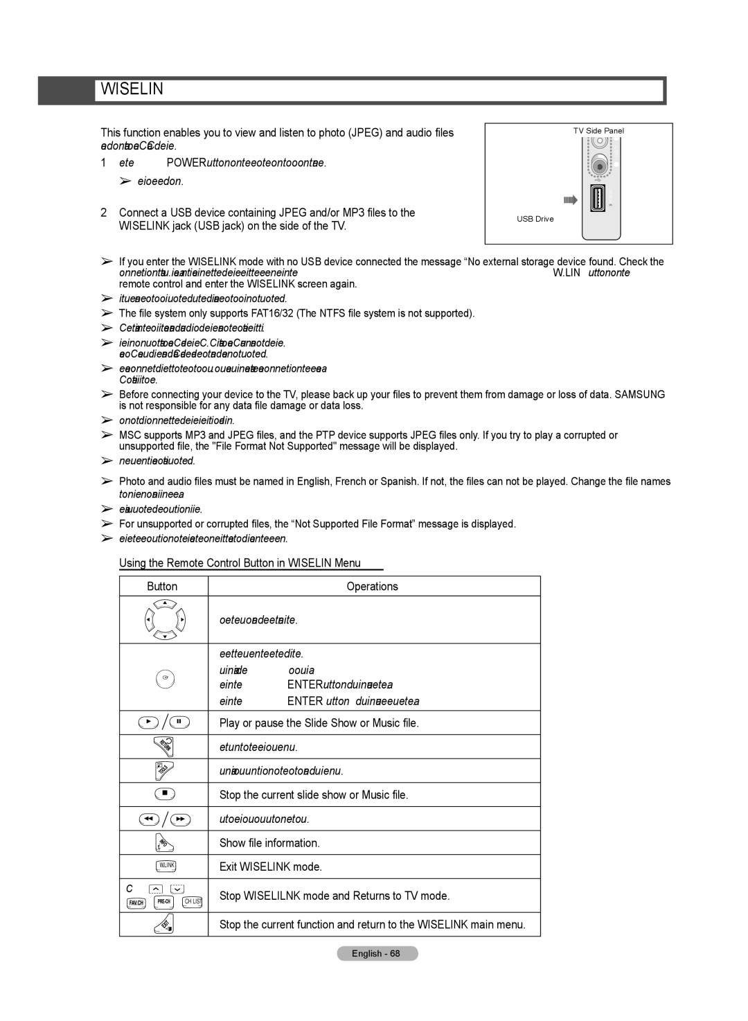 Samsung HL72A650C1F user manual Using the Remote Control Button in Wiselink Menu, Operations 