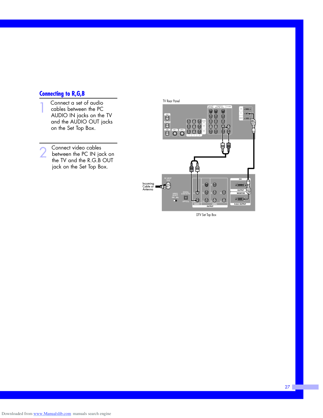 Samsung HLM507W, HLM437W, HLM617W, HLM5065W instruction manual Connecting to R,G,B 