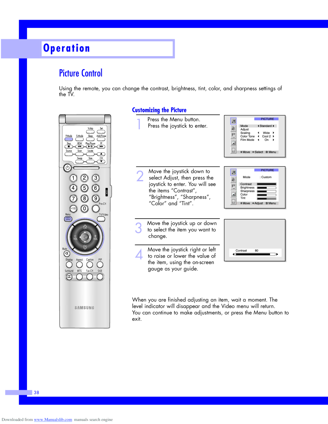 Samsung HLM5065W, HLM437W, HLM617W, HLM507W instruction manual Picture Control, Customizing the Picture 