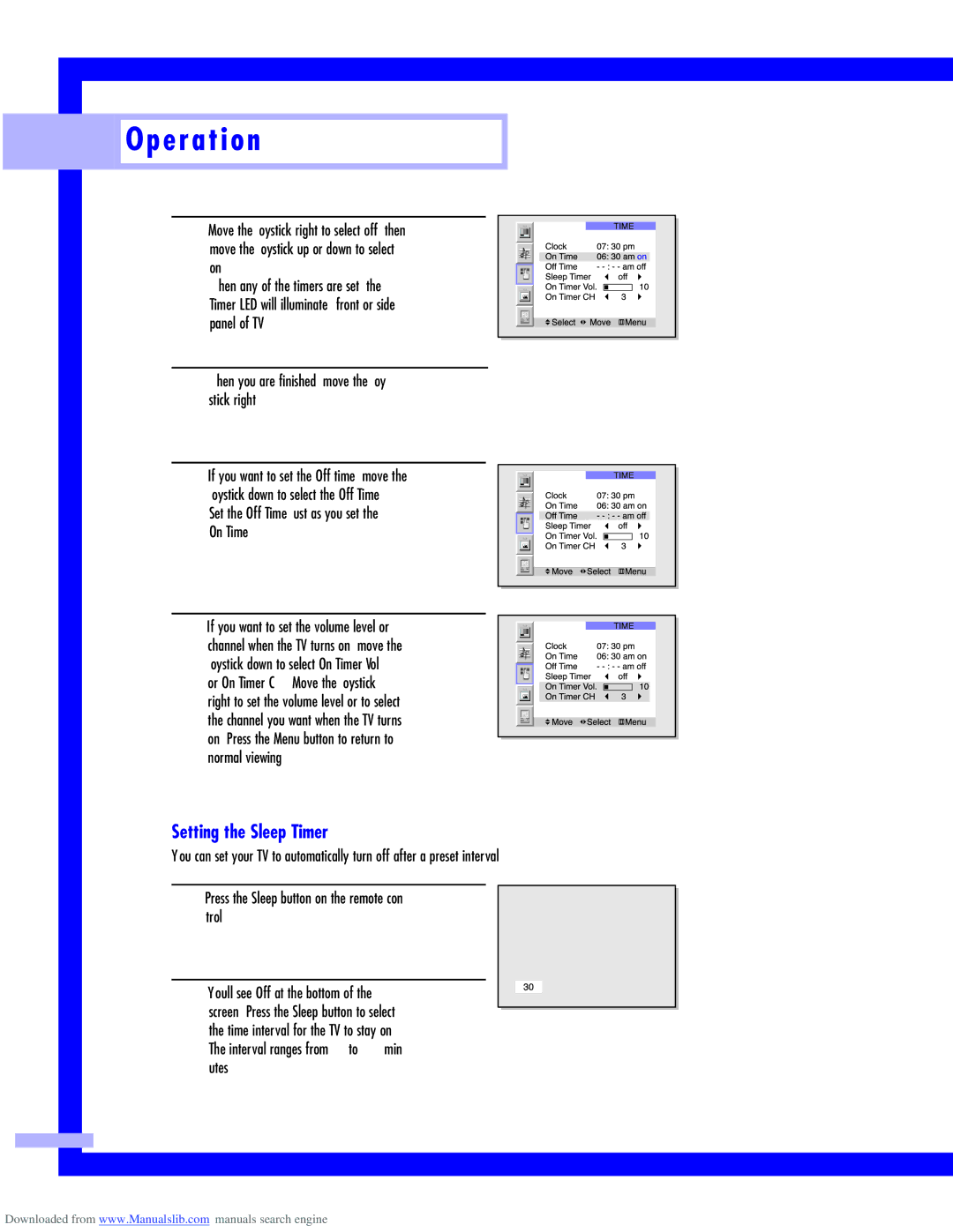 Samsung HLM437W, HLM617W, HLM5065W, HLM507W instruction manual Setting the Sleep Timer 