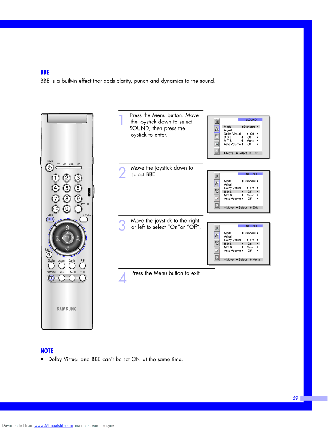 Samsung HLM507W, HLM437W, HLM617W, HLM5065W instruction manual Bbe 