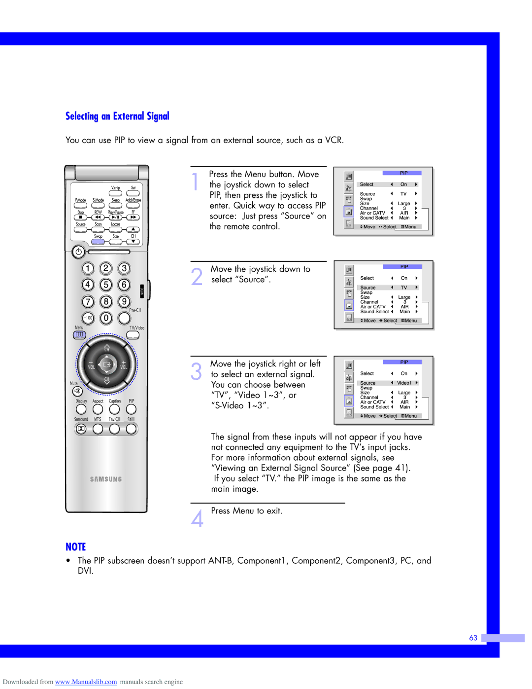 Samsung HLM507W, HLM437W, HLM617W, HLM5065W instruction manual Selecting an External Signal 