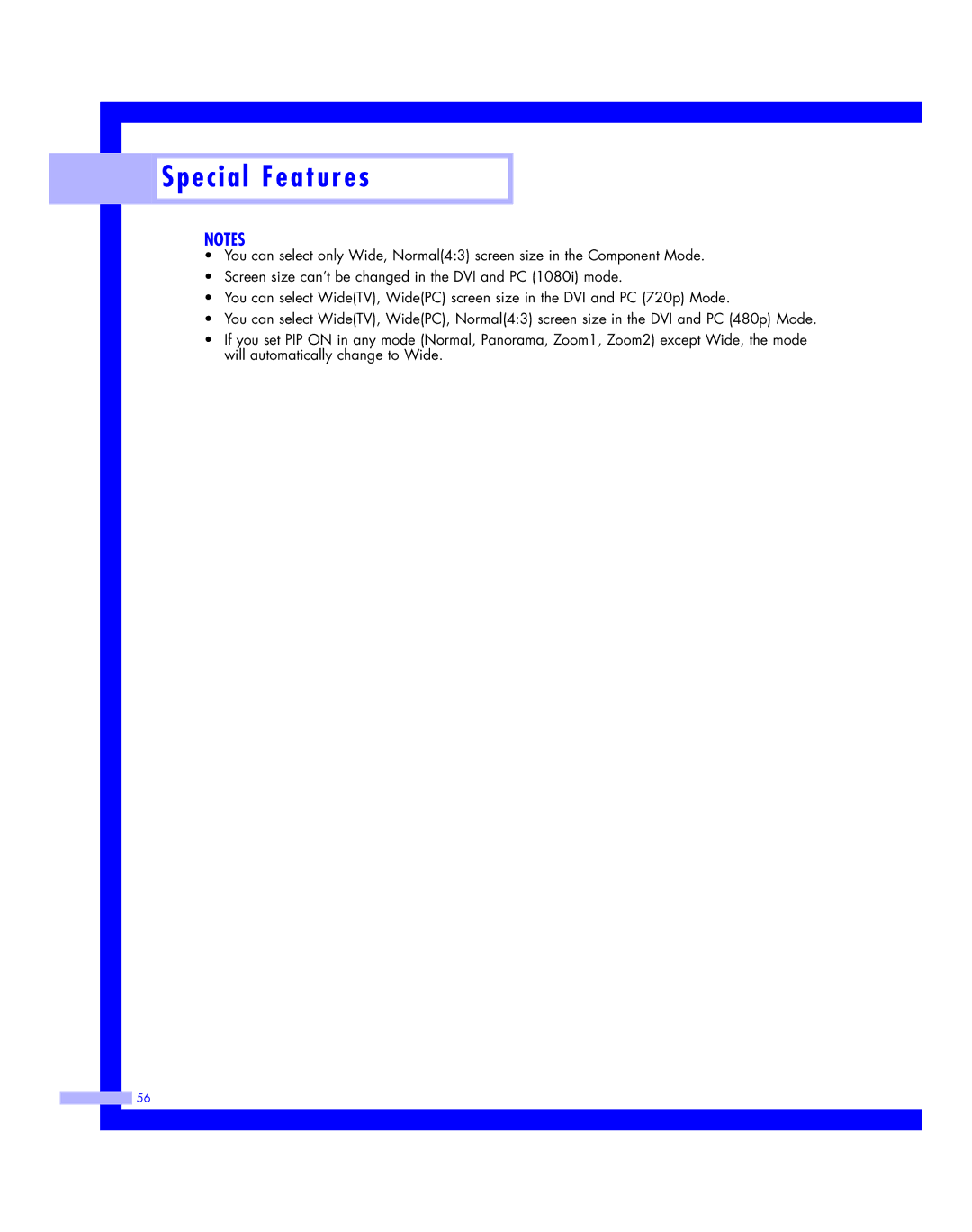 Samsung HLM507W, HLM617W, HLM 5065W, HLM 437W, HLM4365W instruction manual Special Features 