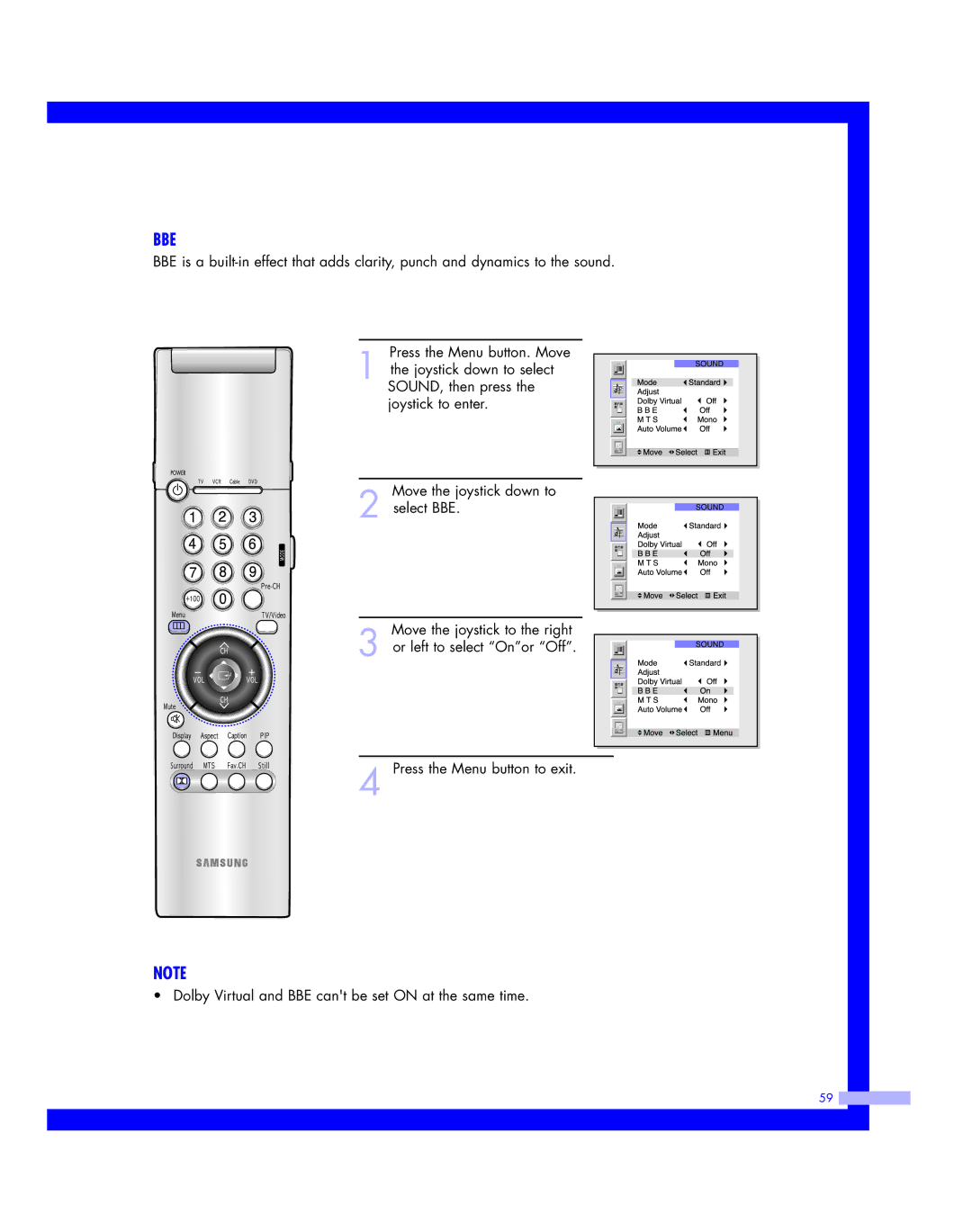 Samsung HLM4365W, HLM617W, HLM507W, HLM 5065W, HLM 437W instruction manual Bbe 