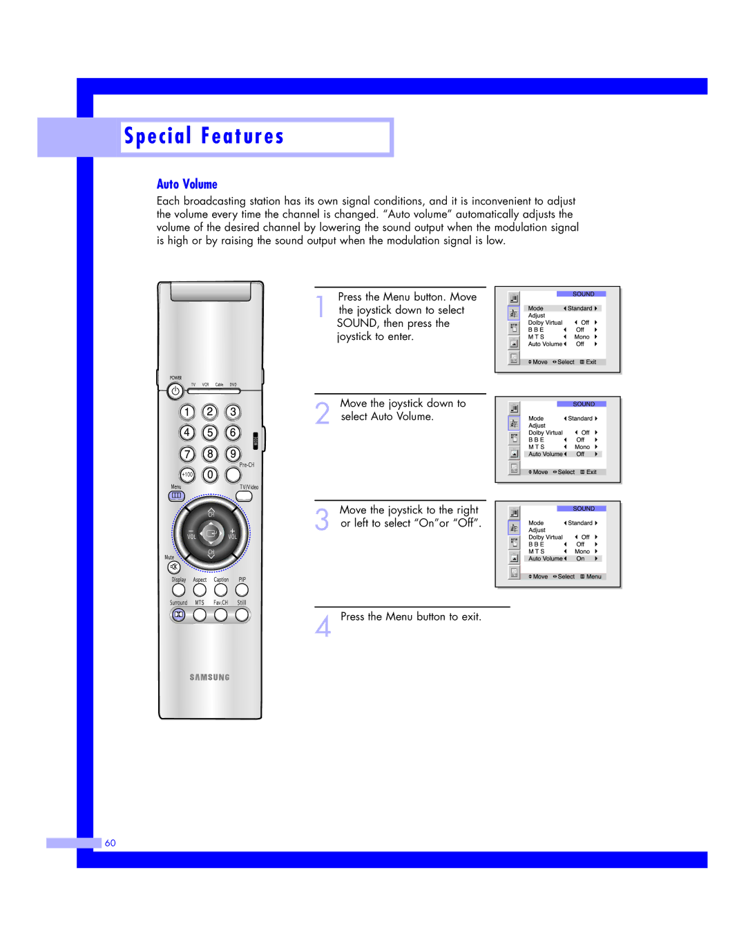 Samsung HLM617W, HLM507W, HLM 5065W, HLM 437W, HLM4365W instruction manual Auto Volume 