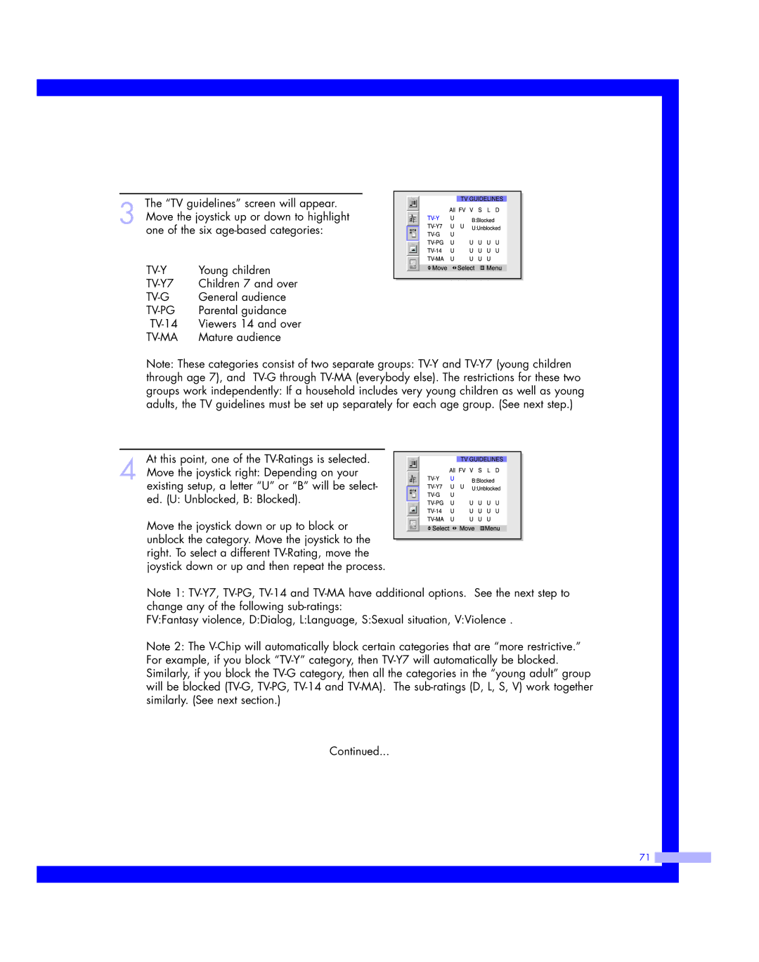 Samsung HLM507W, HLM617W, HLM 5065W, HLM 437W, HLM4365W instruction manual Tv-Y 