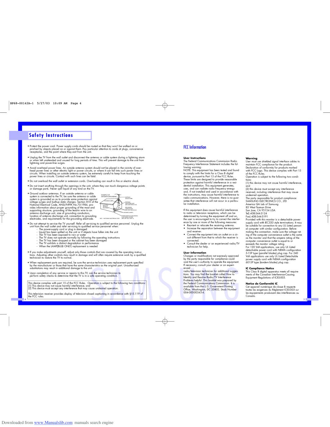 Samsung HLN5065W, HLN567W, HLN617W, HLN507W, HLN437W, HLN4365W instruction manual M S U N G 