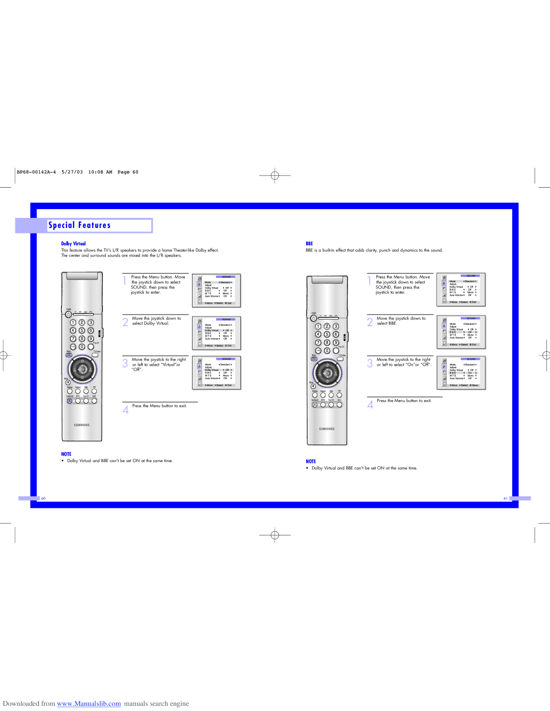 Samsung HLN617W, HLN567W, HLN507W, HLN5065W, HLN437W, HLN4365W instruction manual Dolby Virtual, Bbe 