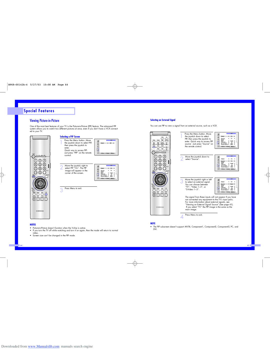 Samsung HLN5065W, HLN567W, HLN617W, HLN507W Viewing Picture-in-Picture, Selecting a PIP Screen, Selecting an External Signal 