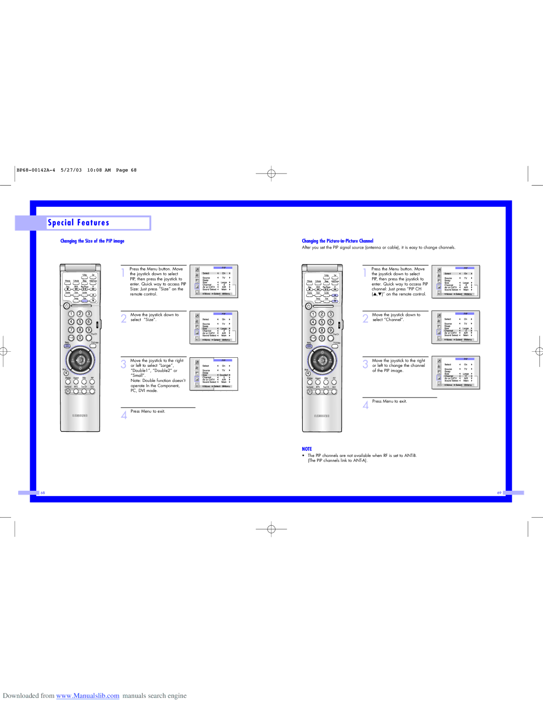 Samsung HLN4365W, HLN567W, HLN617W, HLN507W Changing the Size of the PIP image, Changing the Picture-in-Picture Channel 