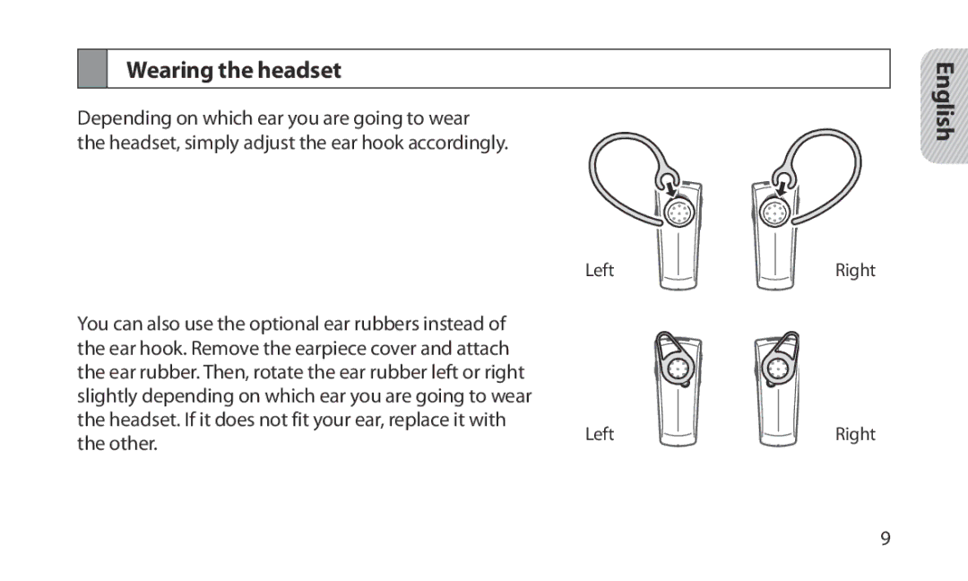 Samsung HM1200 manual Wearing the headset 