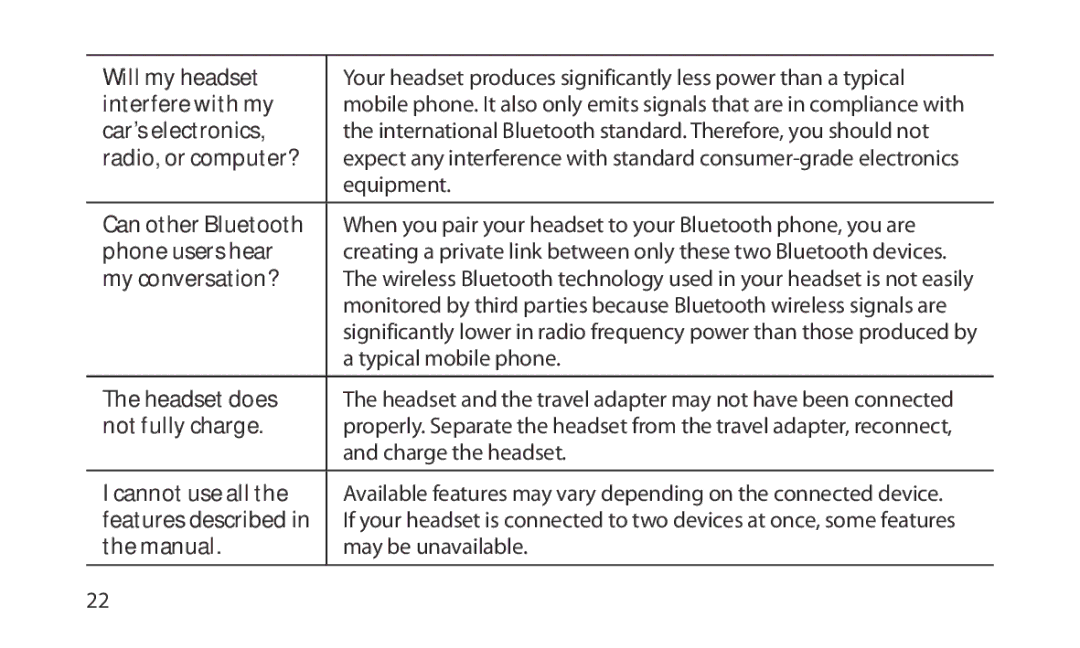 Samsung HM1200 Will my headset, Interfere with my, Car’s electronics, Radio, or computer?, Can other Bluetooth, Manual 