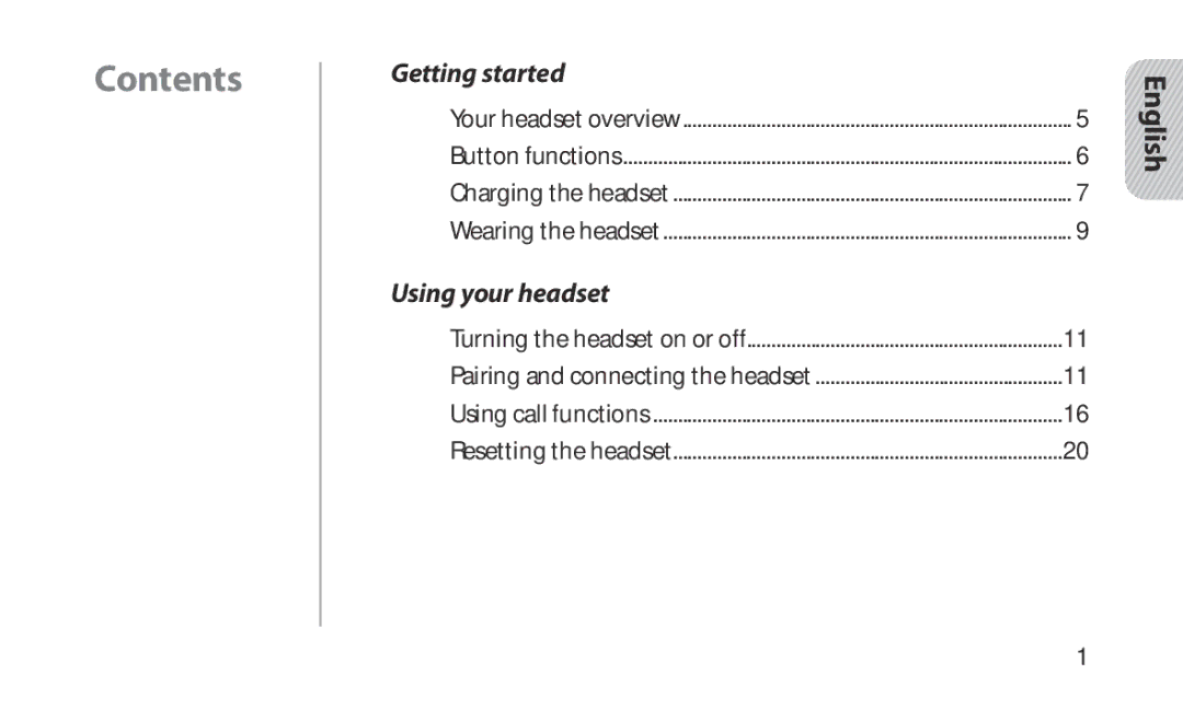 Samsung HM1200 manual Contents 