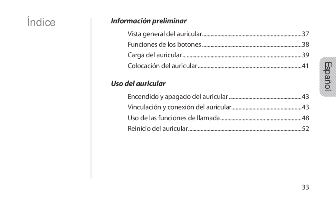 Samsung HM1200 manual Índice 