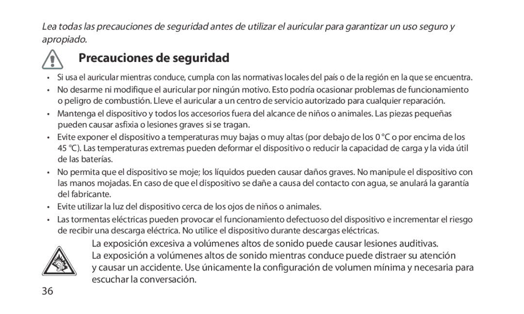 Samsung HM1200 manual Precauciones de seguridad 