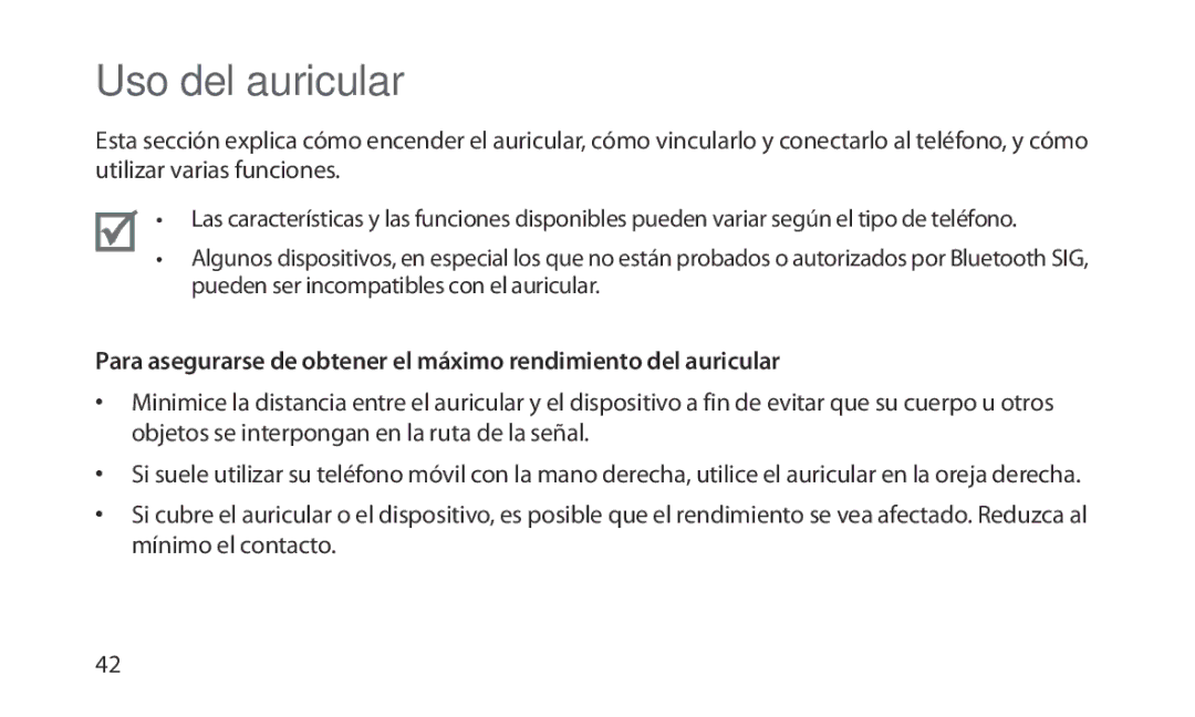 Samsung HM1200 manual Uso del auricular 