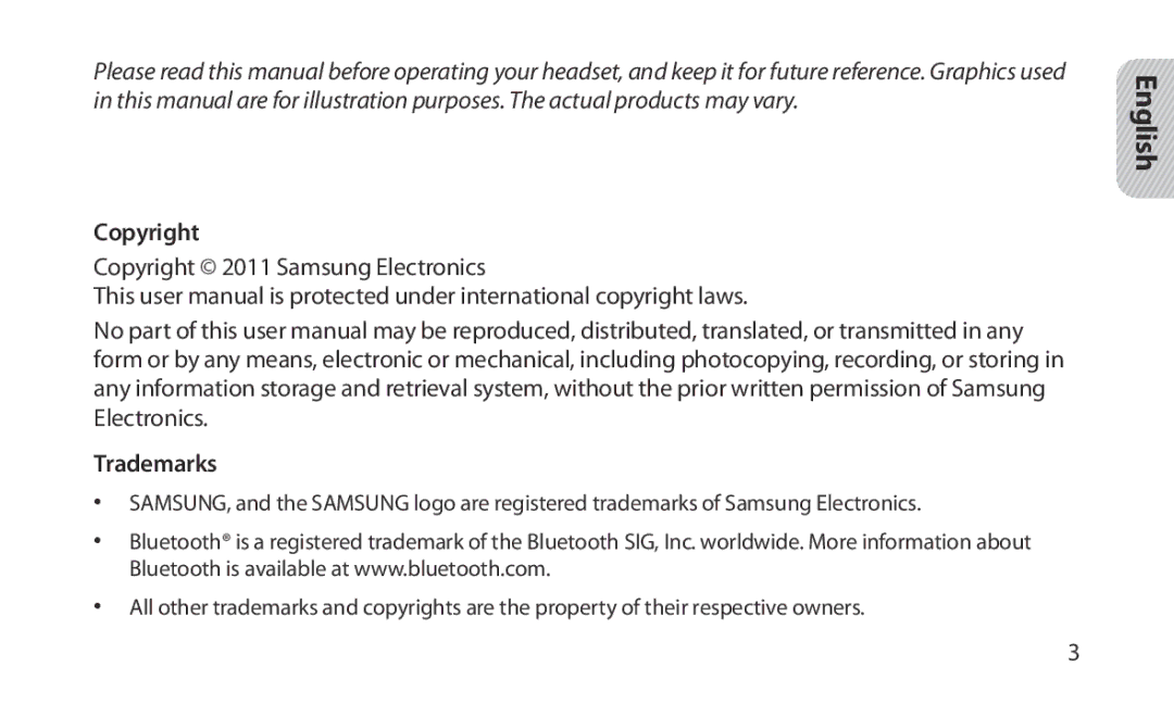 Samsung HM1200 manual Copyright, Trademarks 