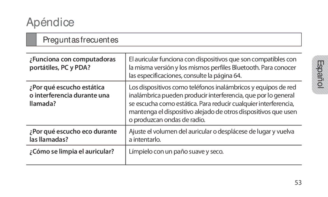 Samsung HM1200 manual Preguntas frecuentes 