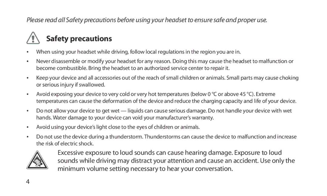 Samsung HM1200 manual Safety precautions 