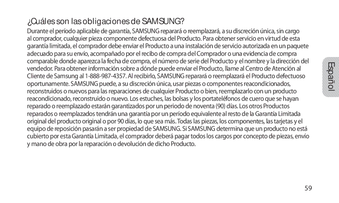 Samsung HM1200 manual ¿Cuáles son las obligaciones de SAMSUNG? 