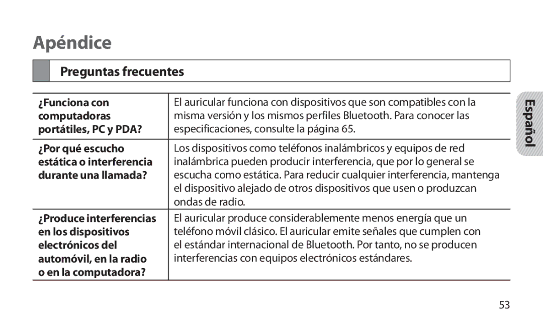 Samsung HM1800 manual Preguntas frecuentes, Ondas de radio 