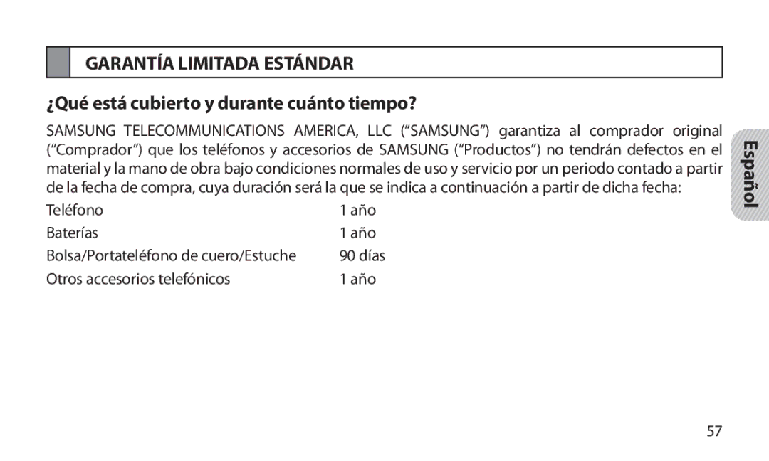 Samsung HM1800 manual Garantía Limitada Estándar, ¿Qué está cubierto y durante cuánto tiempo? 