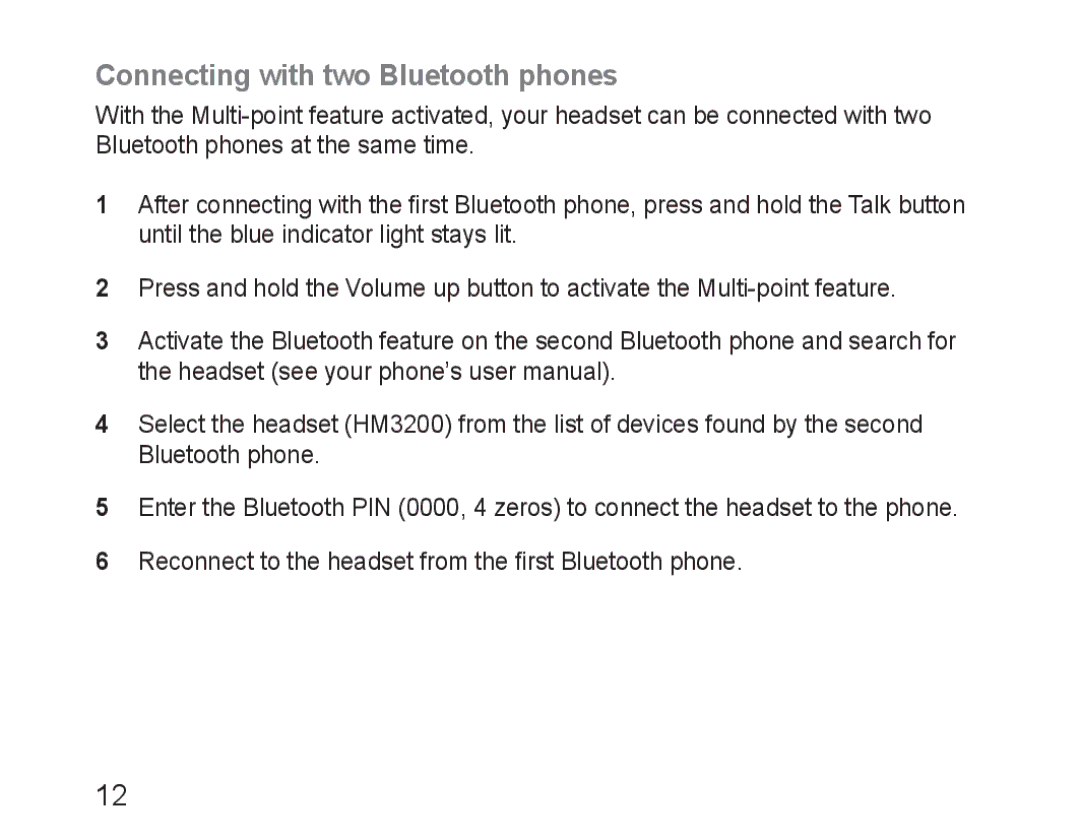 Samsung HM3200, GH68-28534G, 100705 manual Connecting with two Bluetooth phones 