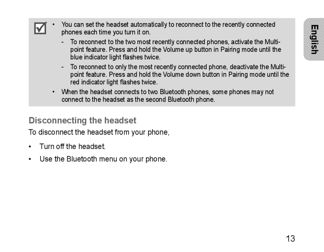 Samsung GH68-28534G, HM3200, 100705 manual Disconnecting the headset 