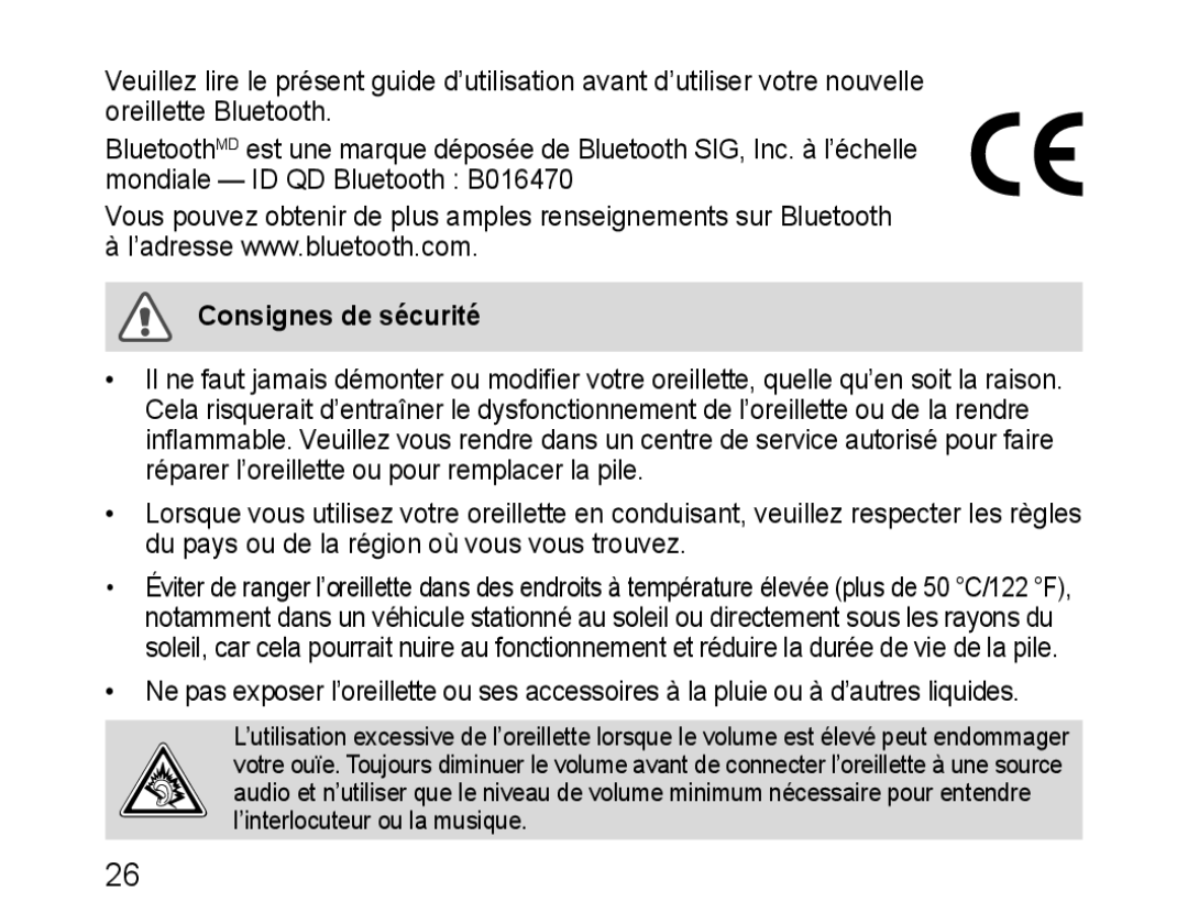 Samsung 100705, HM3200, GH68-28534G manual Consignes de sécurité 