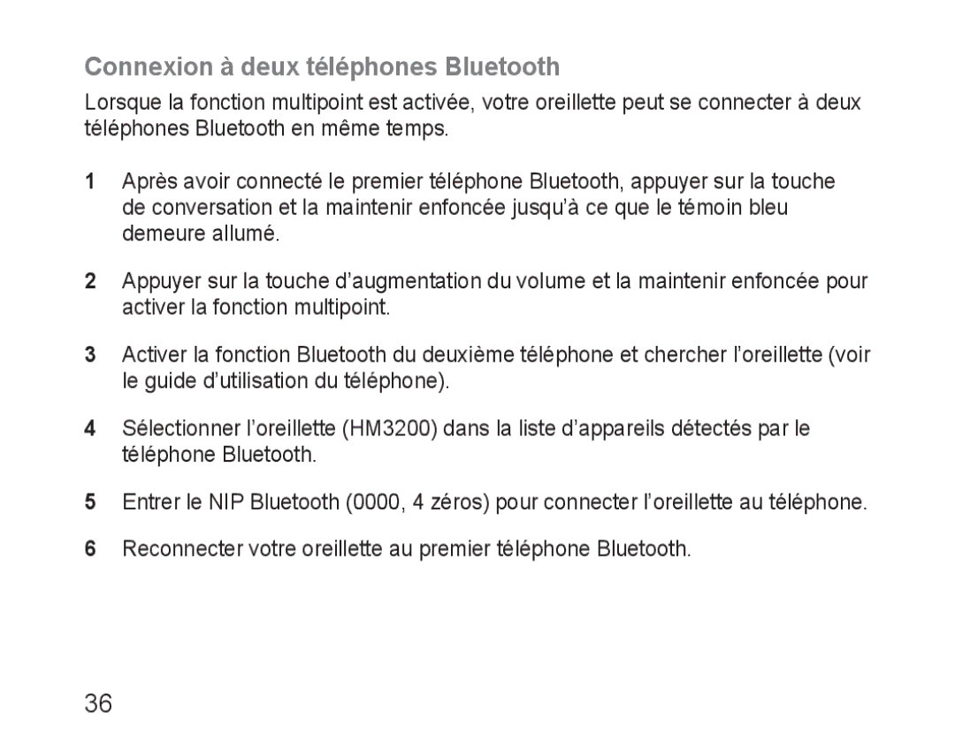 Samsung HM3200, GH68-28534G, 100705 manual Connexion à deux téléphones Bluetooth 